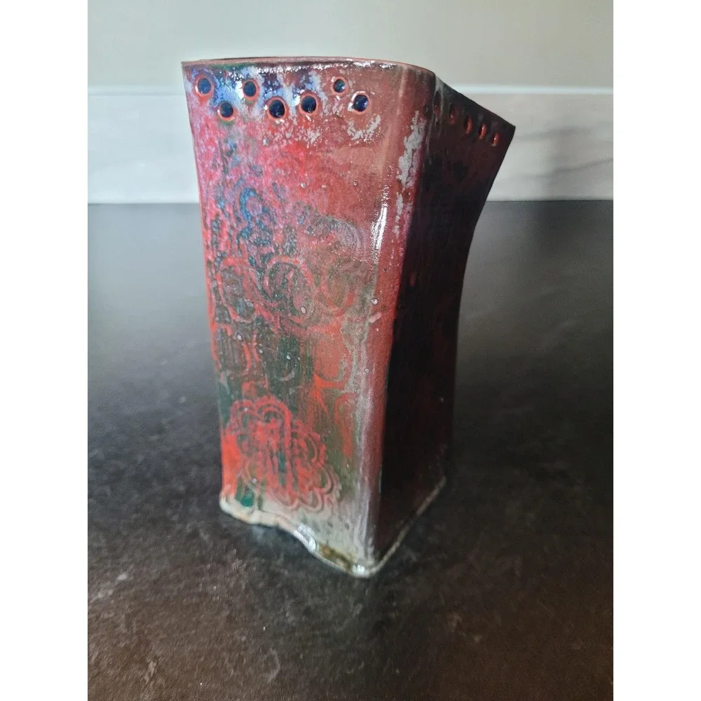 Gothic Romantic JOSIE Signed Studio Pottery Vase  Ceramic Art Vase Artisan Decor